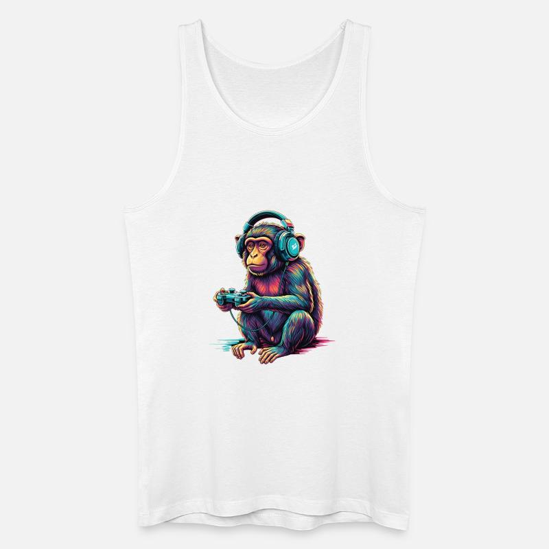 Affe Gaming Tier Videospiele Lustiger Affe - Männer Bio Tank Top - Weiß