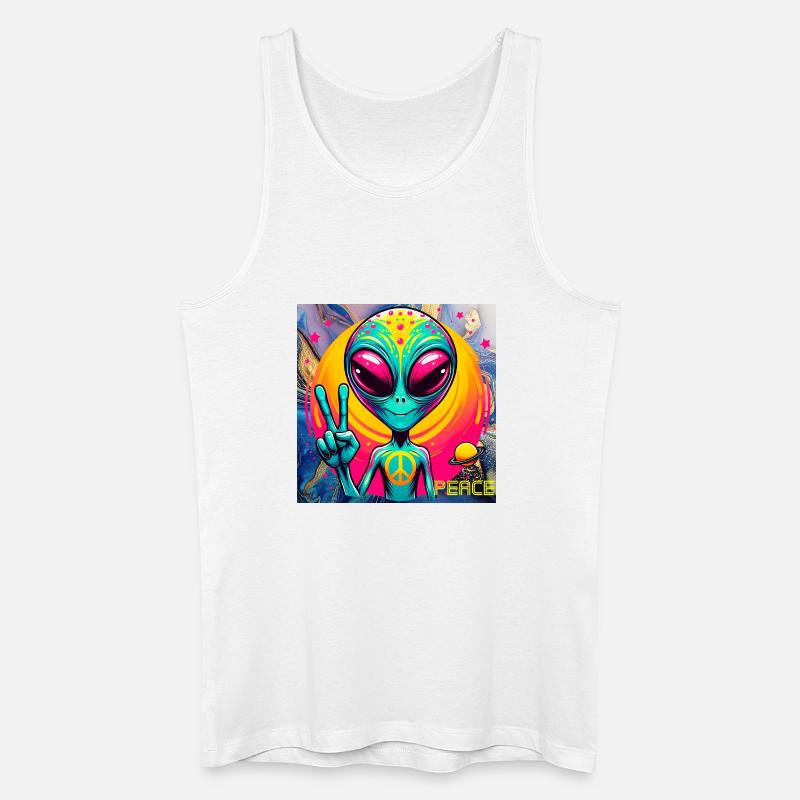 Trippy Alien - Männer Bio Tank Top - Weiß