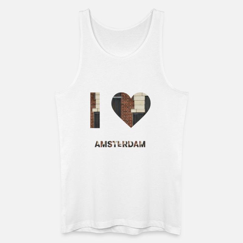 Amsterdam Brick Heart Emblem Tee - Männer Bio Tank Top - Weiß