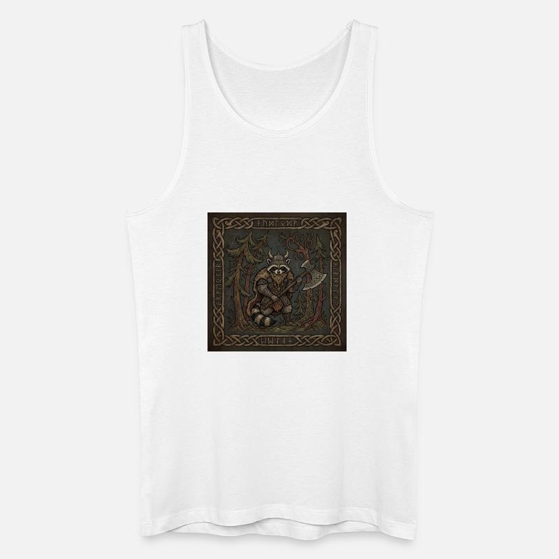 Wikinger Waschbär Krieger Mit Runenaxt - Männer Bio Tank Top - Weiß