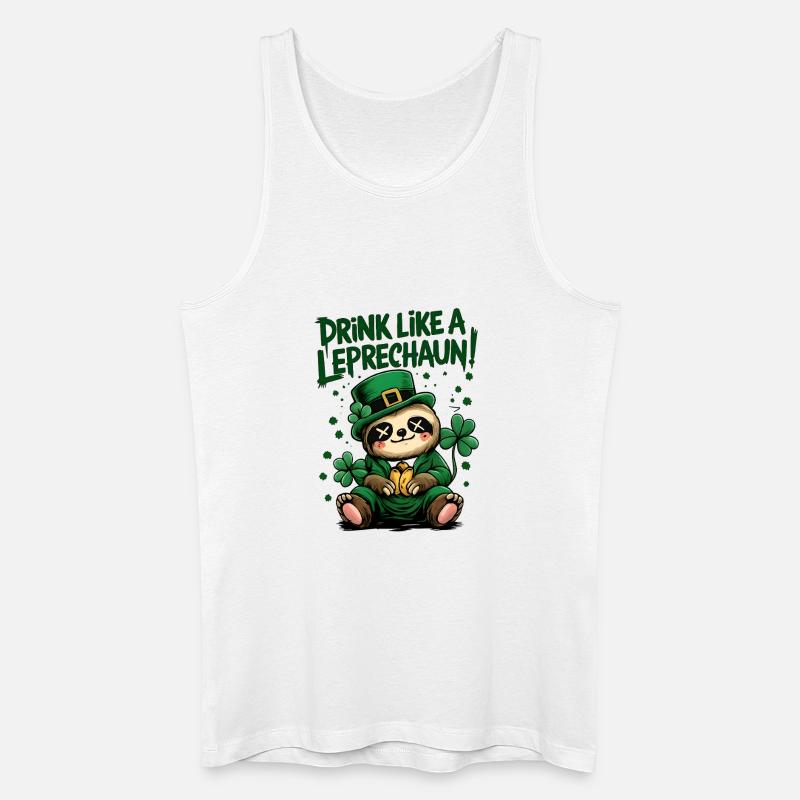 Faultier Leprechaun St. Patrick's Day Design - Männer Bio Tank Top - Weiß
