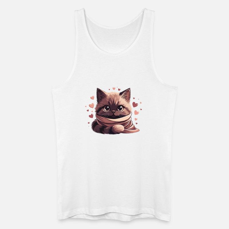 Gemütliches Kätzchen, eingewickelt in einen Schal - Männer Bio Tank Top - Weiß
