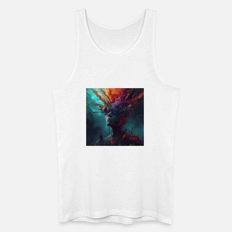 Kosmische Kopfreise Farbströme - Männer Bio Tank Top - Weiß