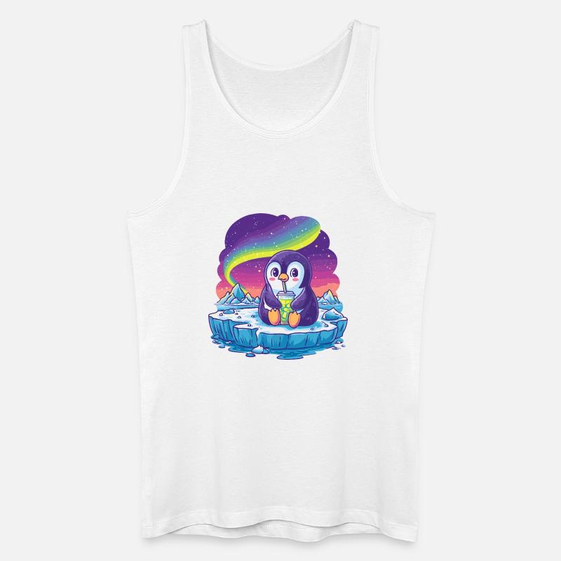 Aurora Pinguin Eislandschaft - Männer Bio Tank Top - Weiß