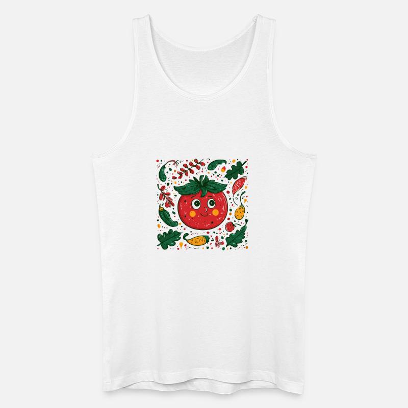 Fröhliche Tomate im Gartendesign - Männer Bio Tank Top - Weiß