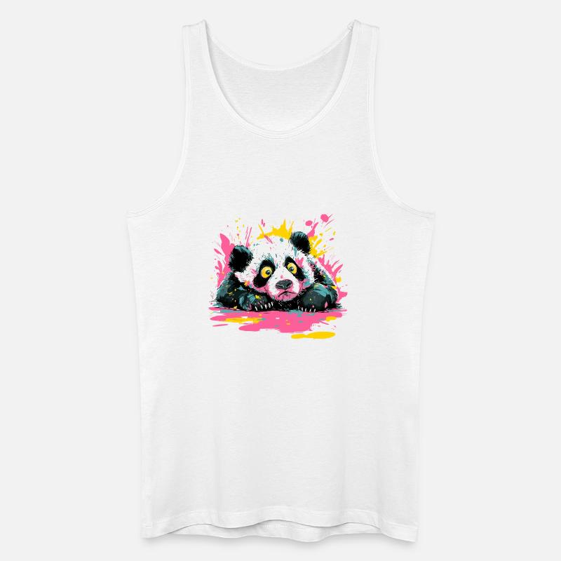 Panda Splash Pop-Art Farbspritzer - Männer Bio Tank Top - Weiß