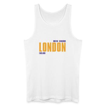 Londres en texte doré avec accents bleus - Débardeur bio Homme - blanc - Devant