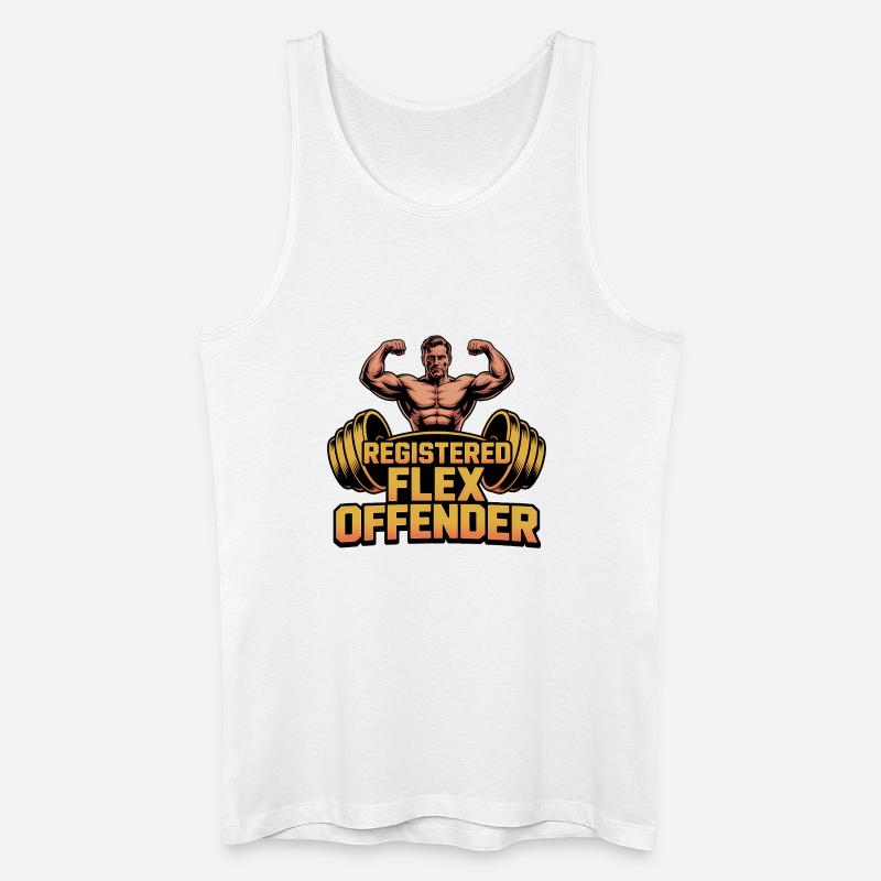Registered Flex Offender - Funny Gym Tshirt - Männer Bio Tank Top - Weiß