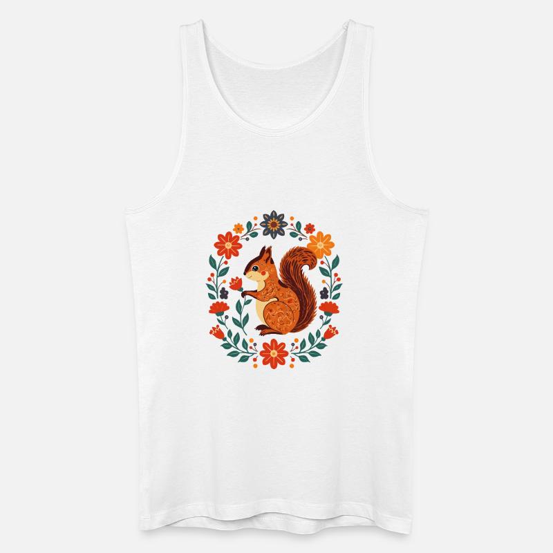 Blumenkranz-Eichhörnchen - Männer Bio Tank Top - Weiß