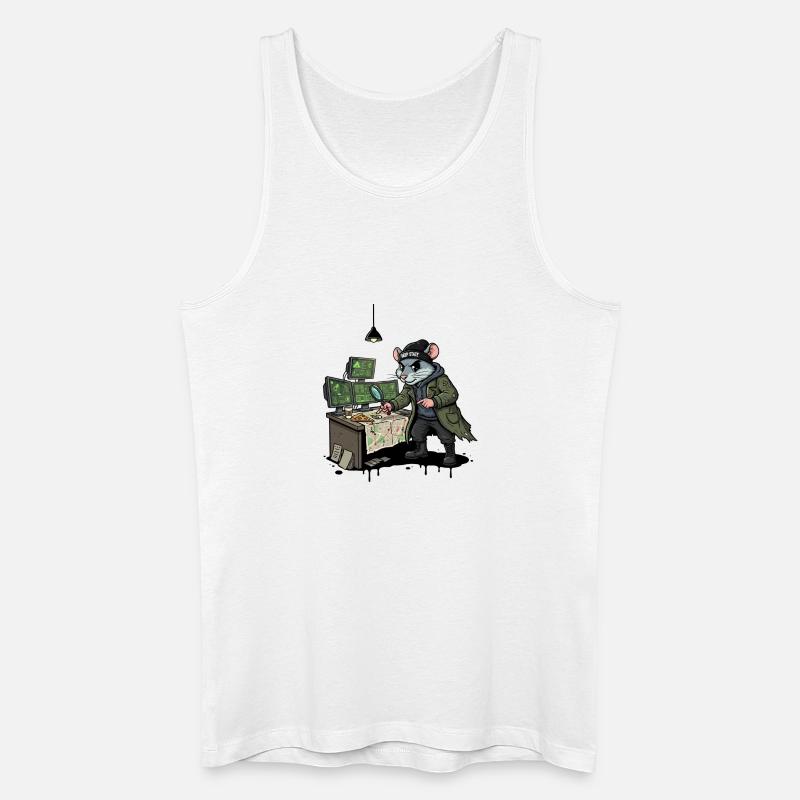 Hacker-Ratte Detektiv Deep-State Spurensuche - Männer Bio Tank Top - Weiß