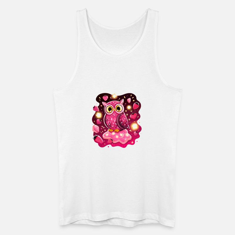 Pink Eule Erdbeerzauber - Männer Bio Tank Top - Weiß