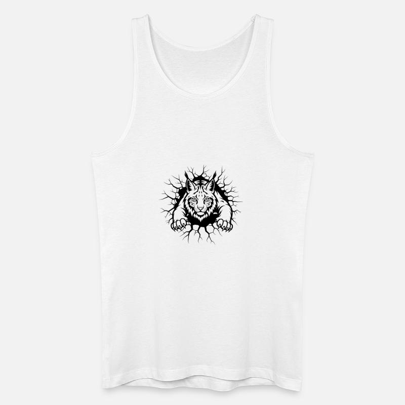 Luchs Wanddurchbruch Wildtier Illustration - Männer Bio Tank Top - Weiß