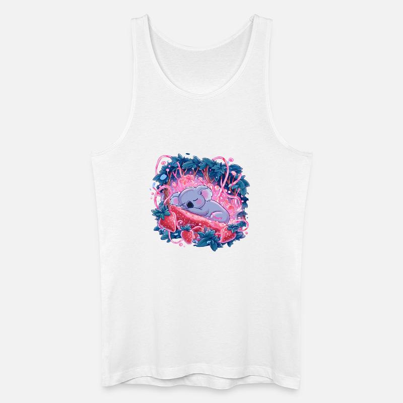 Schlafender Koala im Erdbeerleuchten - Männer Bio Tank Top - Weiß