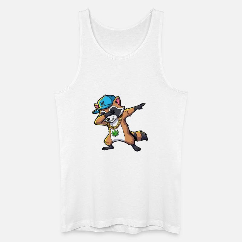 Dabbing Waschbär mit Hanfblatt - Männer Bio Tank Top - Weiß