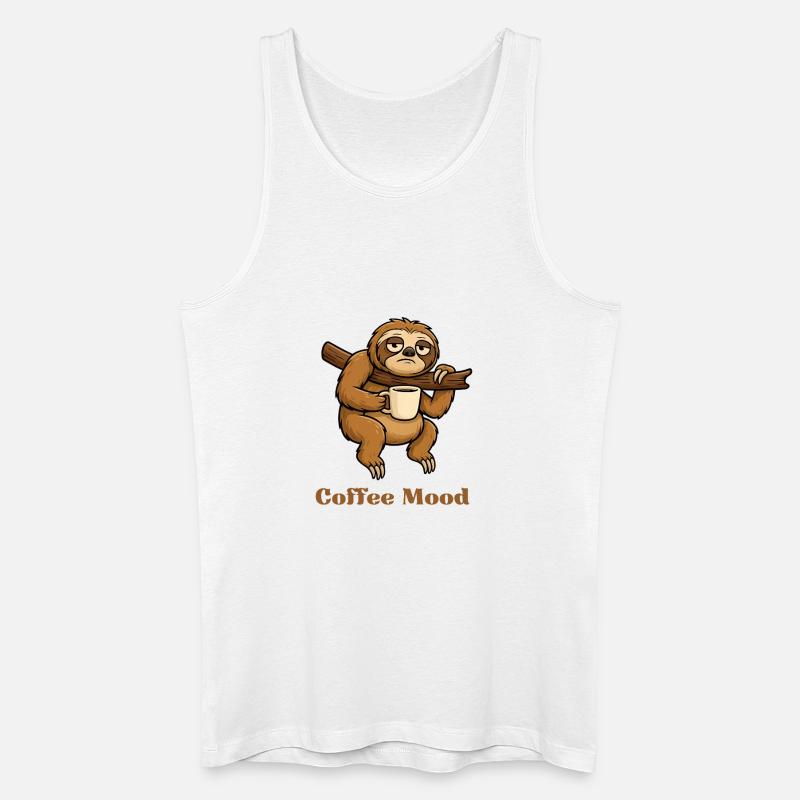Faultier mit Kaffeetasse - Männer Bio Tank Top - Weiß