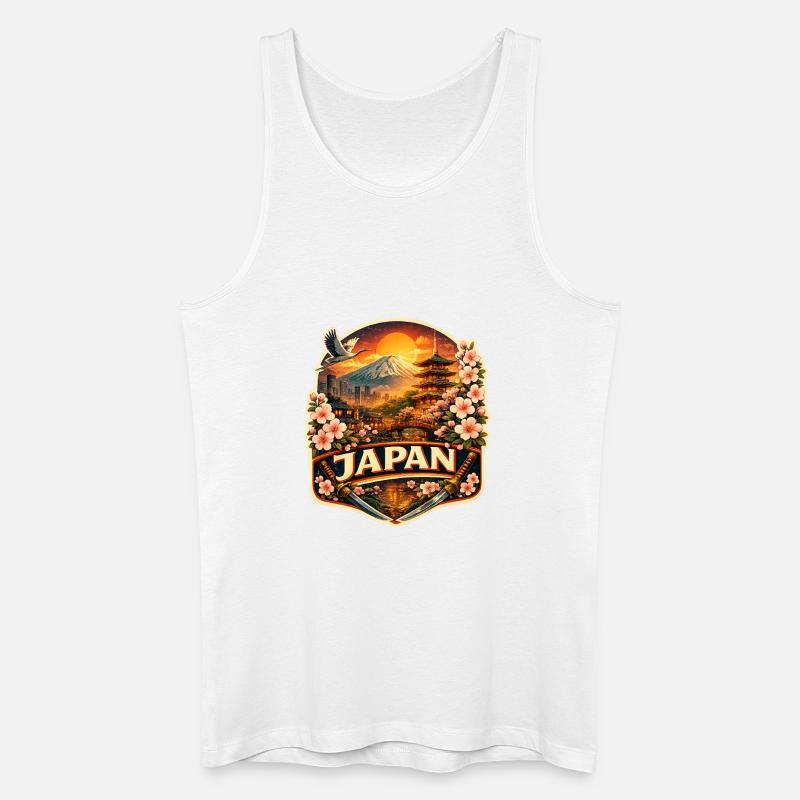 Japan Sunset Lantern Abzeichen - Männer Bio Tank Top - Weiß