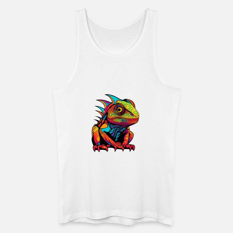 Leguan Comic Tier - Männer Bio Tank Top - Weiß