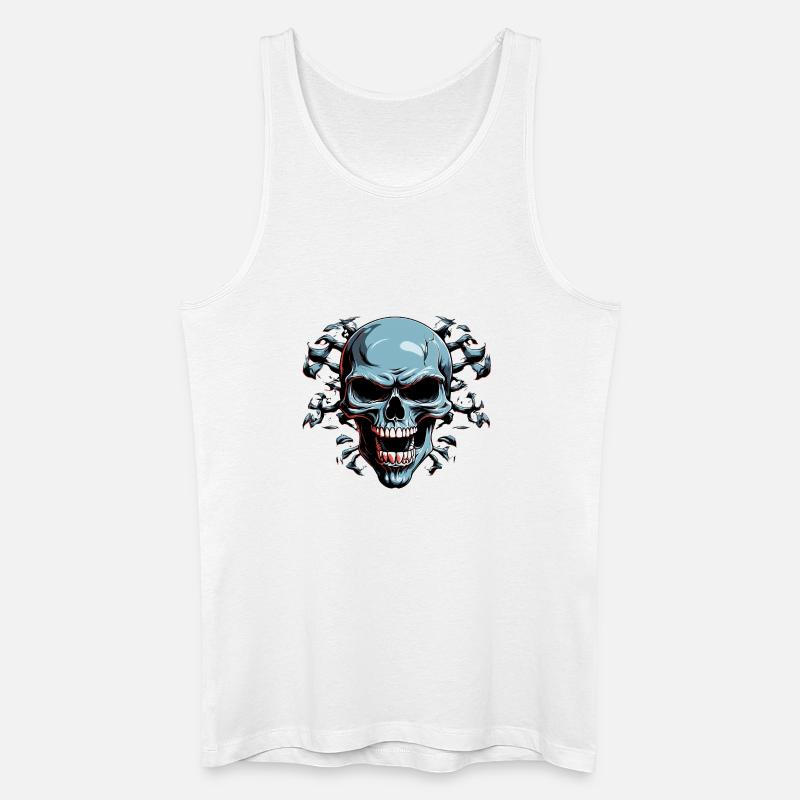 Nachtknochen-Schädel mit Fledermaus-Schatten - Männer Bio Tank Top - Weiß