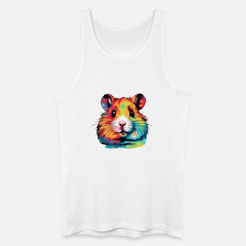 Farbexplosion Hamsterportrait - Männer Bio Tank Top - Weiß