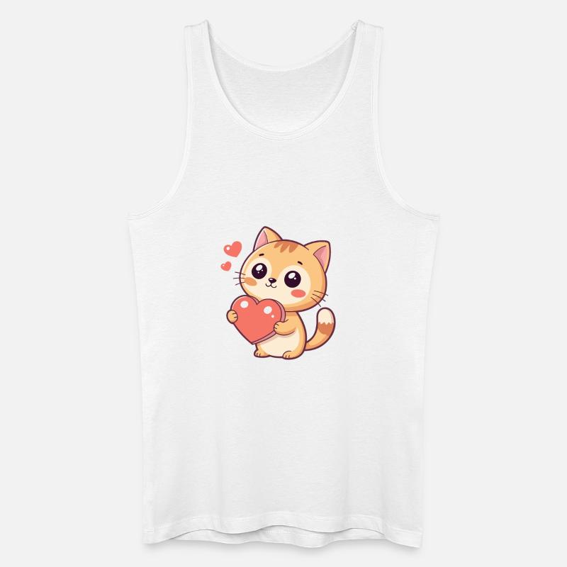 Kuscheliges Kätzchen mit rotem Herzen - Männer Bio Tank Top - Weiß