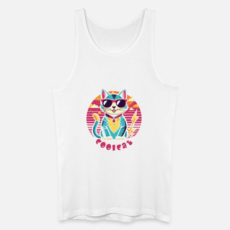 Coole Katze mit Sonnenbrille - Männer Bio Tank Top - Weiß