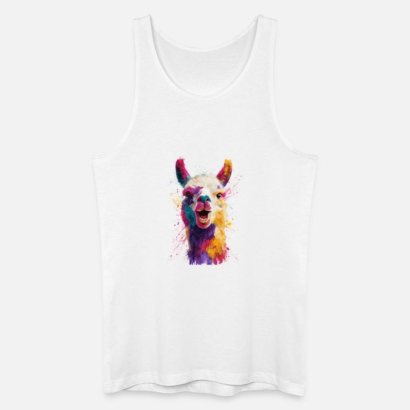 Farbenfrohe Llama Explosion - Männer Bio Tank Top - Weiß