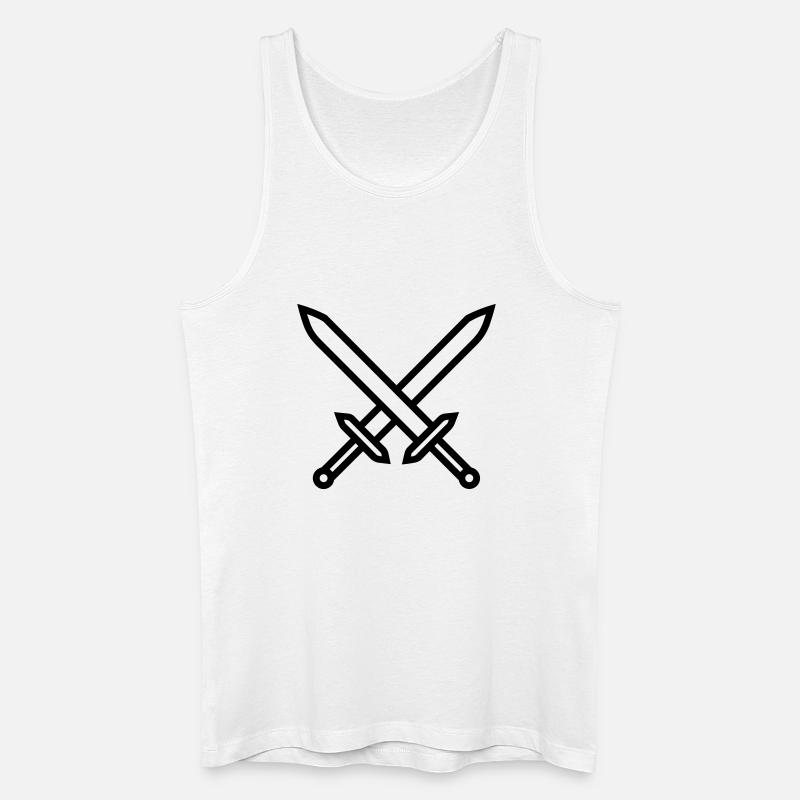 Gekreuzte Schwerter Mittelalterlicher Kampf - Männer Bio Tank Top - Weiß
