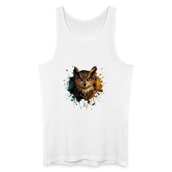 Owl Watercolor – Color Splash Animal Art - Men’s Organic Tank Top - white - Front