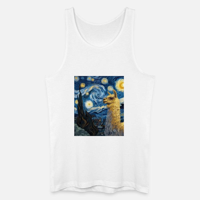 Lama Van Gogh Starry Night - Männer Bio Tank Top - Weiß