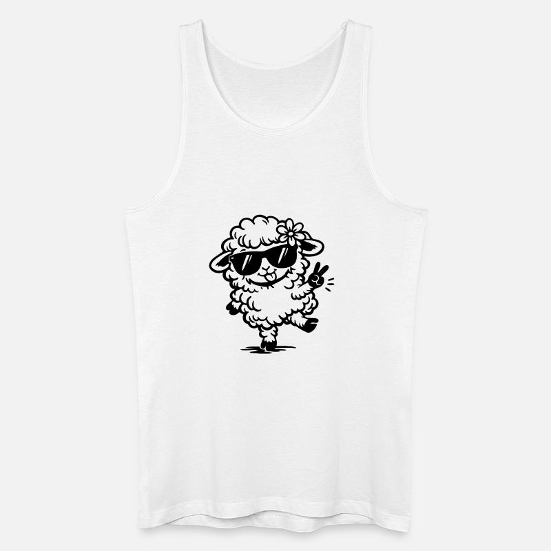 Tanzendes Schaf mit Sonnenbrille Doodle - Männer Bio Tank Top - Weiß