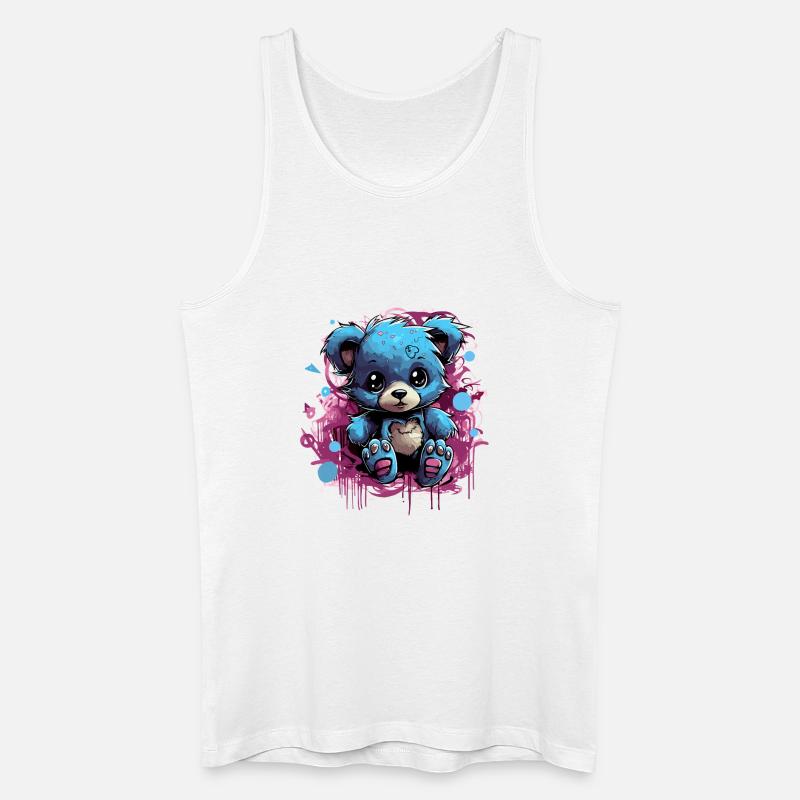 Blue Cuddly Bear Graffiti Pop - Débardeur bio Homme - blanc