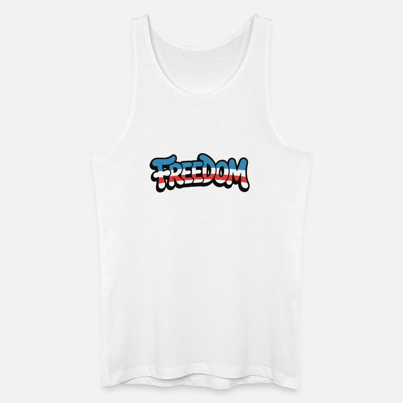 Freedom Typografie Statement Design - Männer Bio Tank Top - Weiß