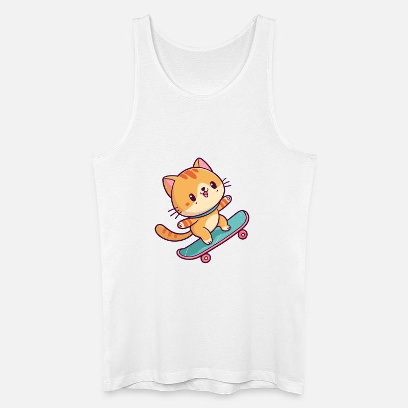 Buntes Skateboard-Kätzchen - Männer Bio Tank Top - Weiß