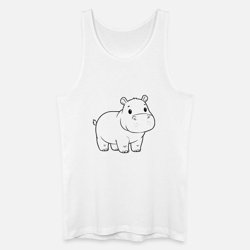 Süßes Baby Nilpferd Comic Outline - Männer Bio Tank Top - Weiß