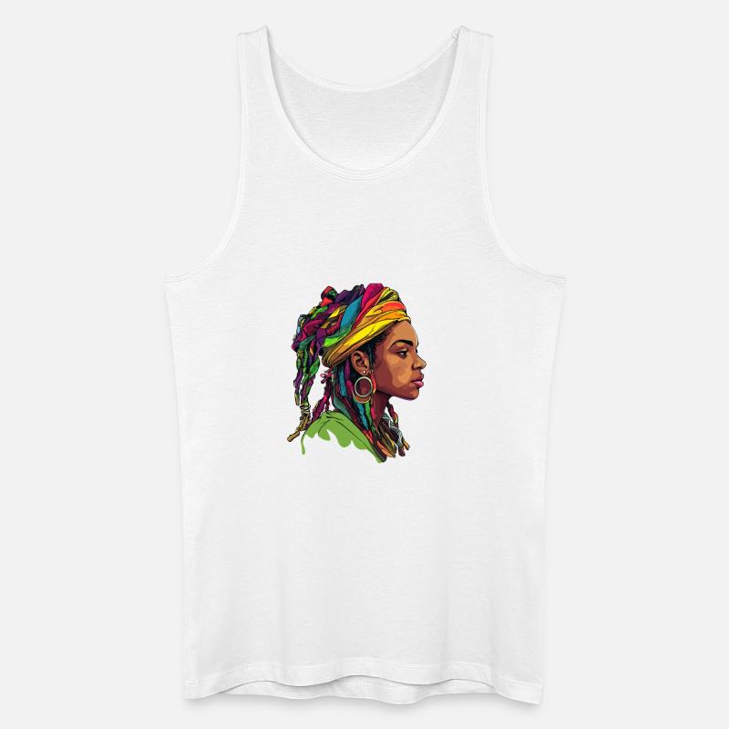 Kopfwrap Farbexplosion Portrait - Männer Bio Tank Top - Weiß