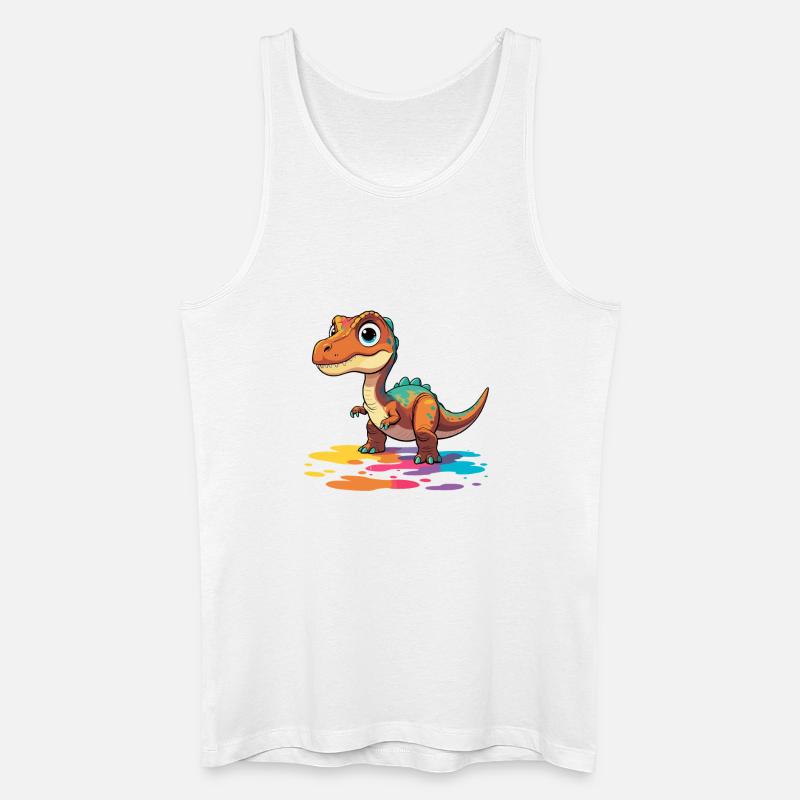Bunter Dinosaurier Farbklecks - Männer Bio Tank Top - Weiß