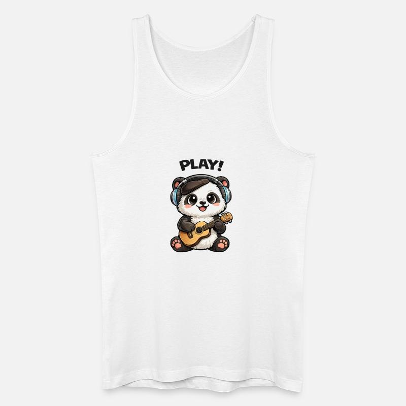 Panda Gitarrist mit Kopfhörern - Männer Bio Tank Top - Weiß