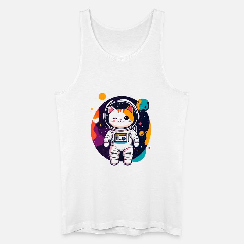 Zwinkernde Astronautenkatze im Weltall Katzenkunst - Männer Bio Tank Top - Weiß