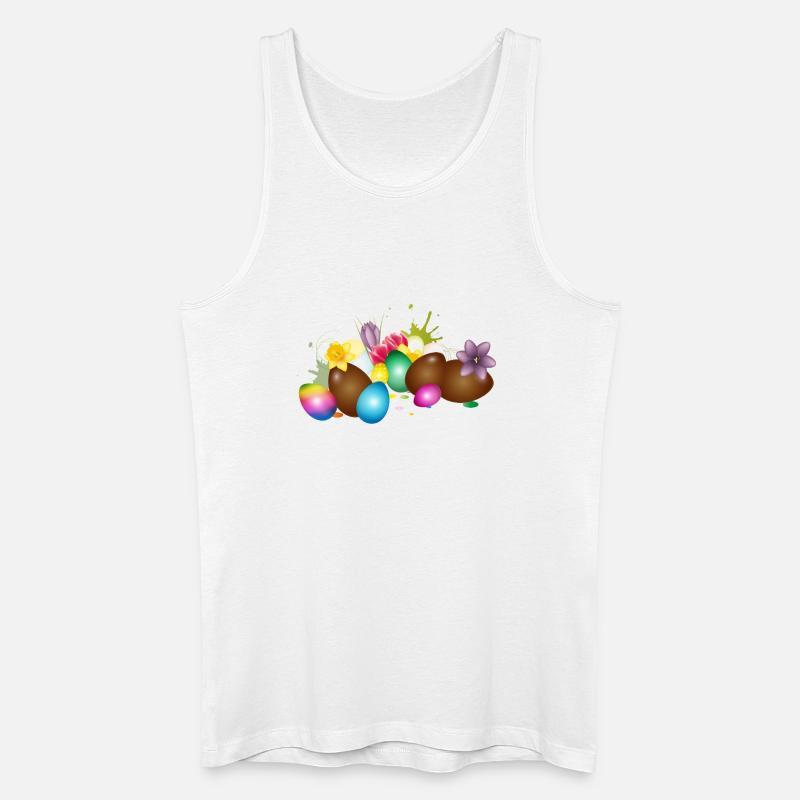 Schoko-Ostereier mit bunten Eiern und Blumen  - Männer Bio Tank Top - Weiß