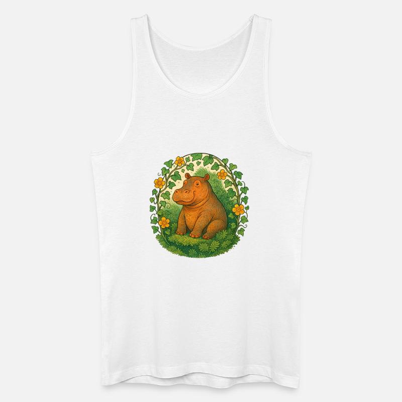 Verspieltes Nilpferd im Ivy Circle - Männer Bio Tank Top - Weiß