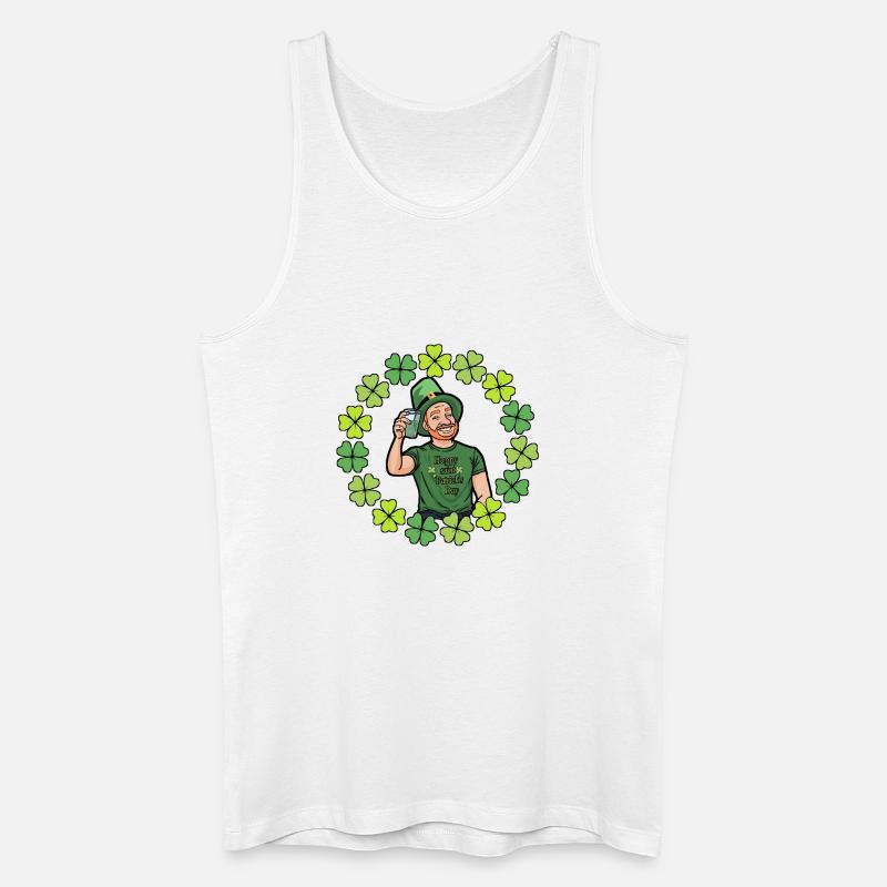 St. Patrick's Day Cartoon mit Kleeblättern - Männer Bio Tank Top - Weiß