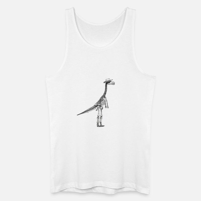 Skelett Dino mit Hut Gentleman Design - Männer Bio Tank Top - Weiß