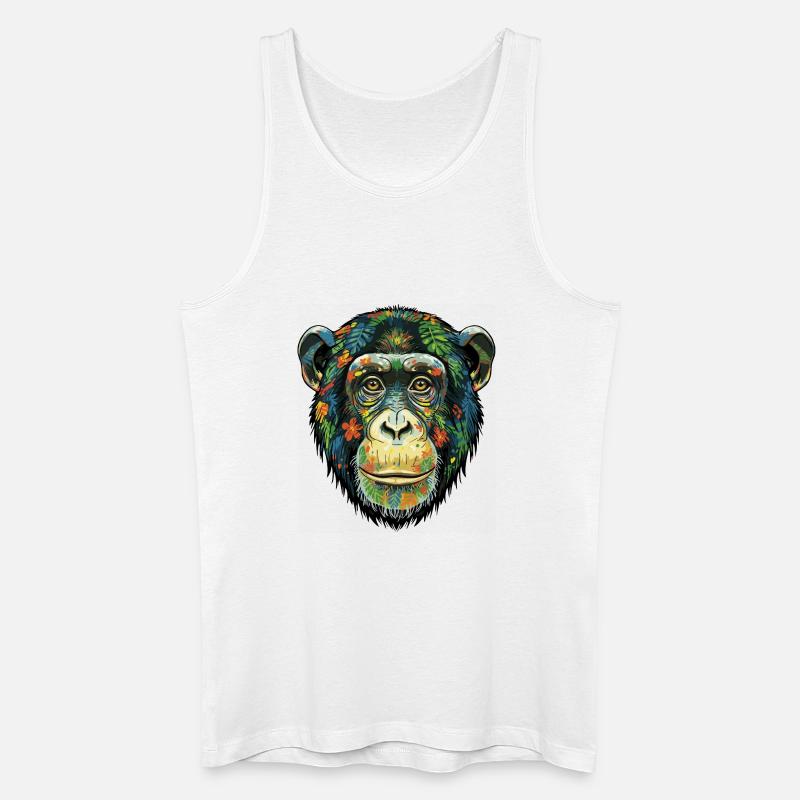 Bunte Schimpansenblüten - Männer Bio Tank Top - Weiß
