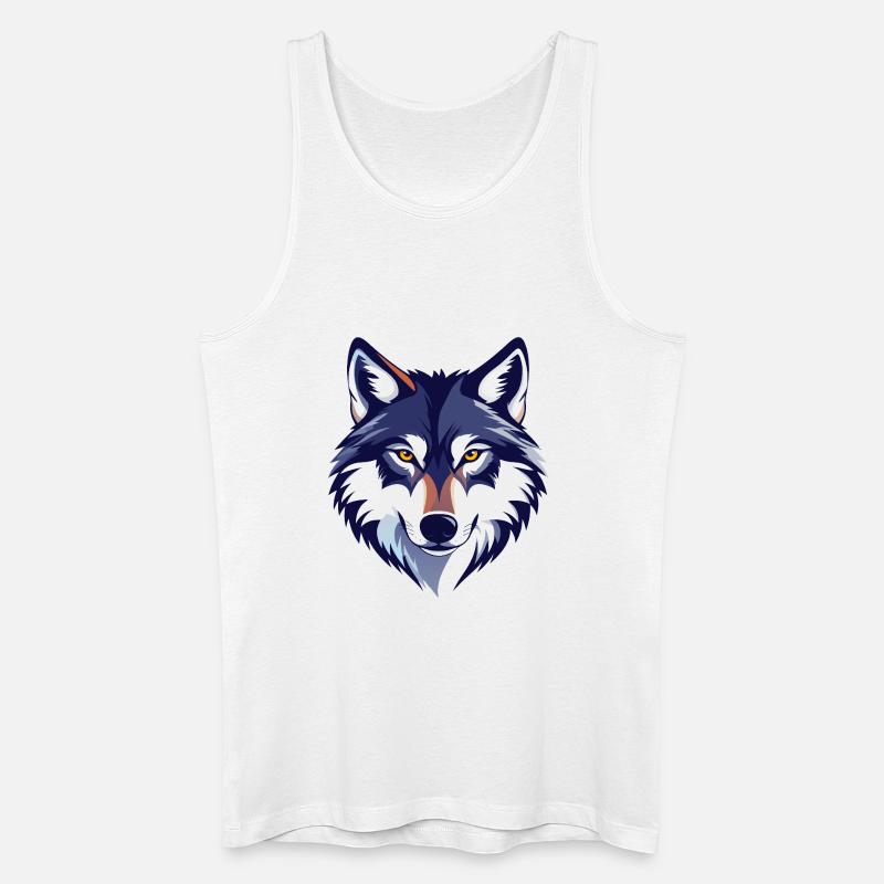 Wolfsblick Wolfskopf Wolf Kopf Motiv - Männer Bio Tank Top - Weiß