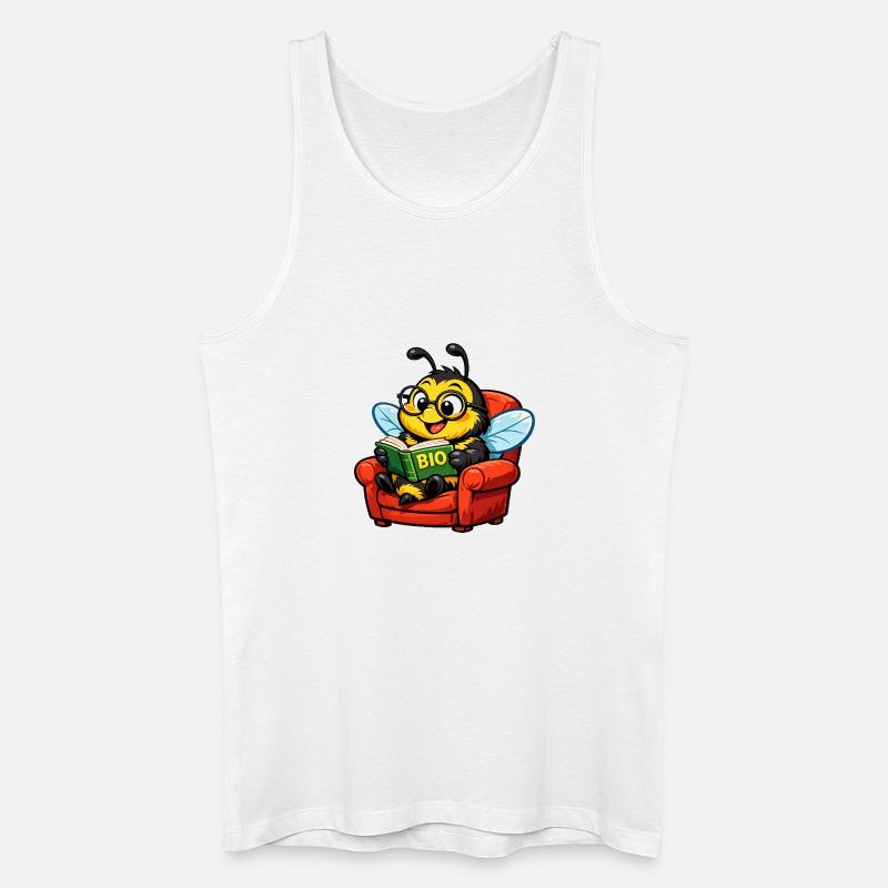 Biene liest ein Buch über Bio - Männer Bio Tank Top - Weiß