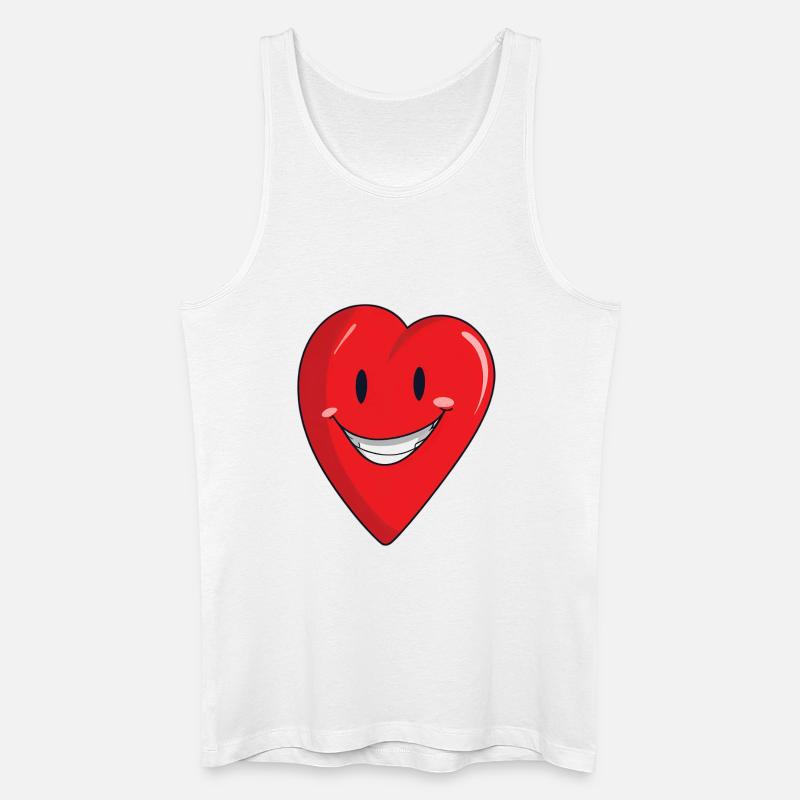 Fröhliches Herz mit Lächeln - Männer Bio Tank Top - Weiß