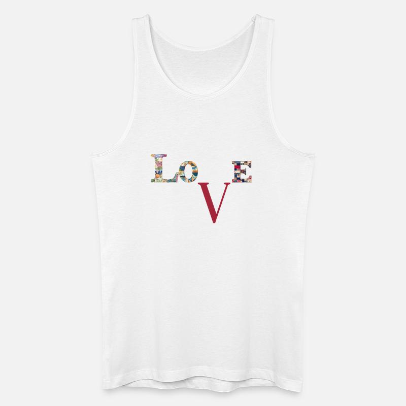 Liebe Patchwork-Typografie - Männer Bio Tank Top - Weiß