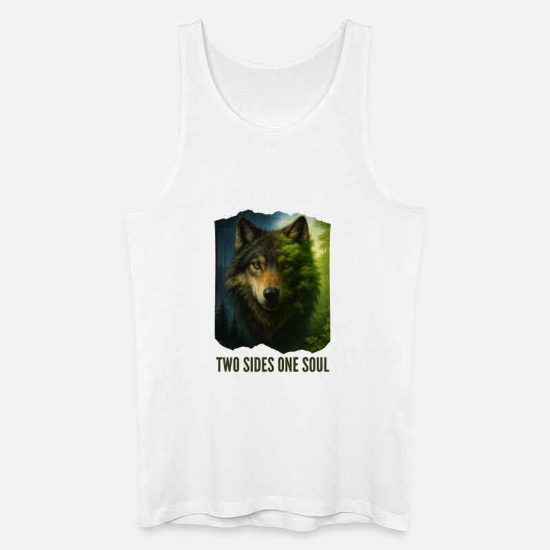 Die zwei Gesichter des Wolfs - Männer Bio Tank Top - Weiß