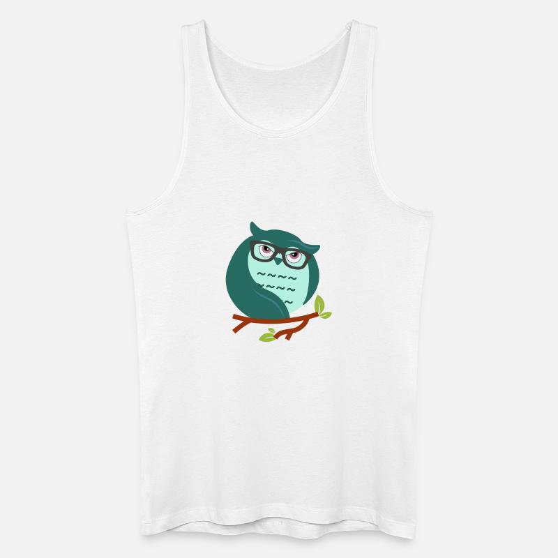 Cartoon-Eule mit schicke Brille - Männer Bio Tank Top - Weiß
