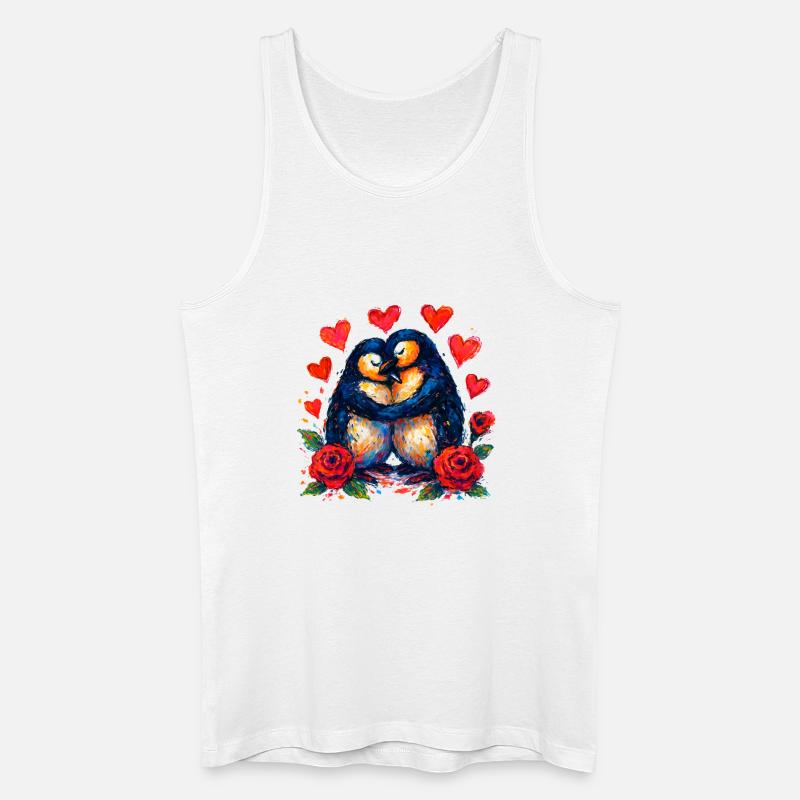 Wasserfarbene Pinguine der Liebe - Männer Bio Tank Top - Weiß